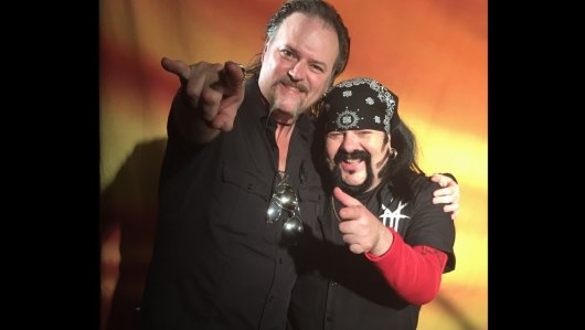 Robert Sexton and Vinnie Paul on the set of Hellyeah's, "Hush."
